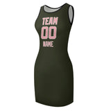 Custom Olive Light Pink Sleeveless Vest Dress