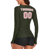 Custom Olive Light Pink Women's Long-Sleeve Shirt