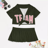 Custom Olive Light Pink Cheerleading Uniform Set