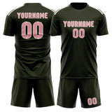 Custom Olive Light Pink Soccer Jersey