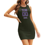 Custom Olive Light Purple Sleeveless Vest Dress