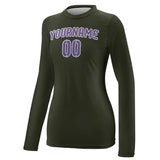 Custom Olive Light Purple Women's Long-Sleeve Shirt