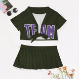 Custom Olive Light Purple Cheerleading Uniform Set