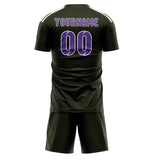 Custom Olive Light Purple Soccer Jersey
