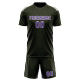 Custom Olive Light Purple Soccer Jersey