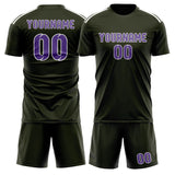 Custom Olive Light Purple Soccer Jersey