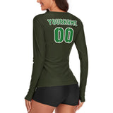 Custom Olive Emerald Green Women's Long-Sleeve Shirt