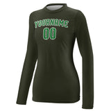 Custom Olive Emerald Green Women's Long-Sleeve Shirt