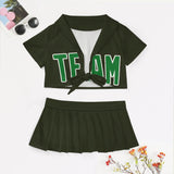 Custom Olive Emerald Green Cheerleading Uniform Set