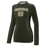 Custom Olive Light Khaki Women's Long-Sleeve Shirt