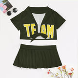 Custom Olive Light Yellow Cheerleading Uniform Set