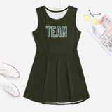 Custom Olive Blue Green Cheerleader Dress