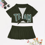 Custom Olive Blue Green Cheerleading Uniform Set