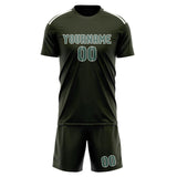 Custom Olive Blue Green Soccer Jersey