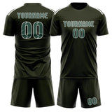 Custom Olive Blue Green Soccer Jersey