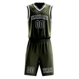 Custom Olive Dark Grey Basketball Set