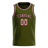Custom Olive & Light Pink Colors Design Sports Basketball Jersey