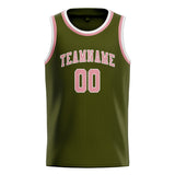 Custom Olive & Light Pink Colors Design Sports Basketball Jersey