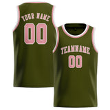 Custom Olive & Light Pink Colors Design Sports Basketball Jersey