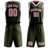 Custom Olive Light Pink Basketball Set