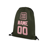 Custom Olive Light Pink Drawstring Bag