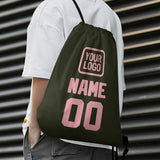 Custom Olive Light Pink Drawstring Bag