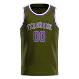 Custom Olive & Light Purple Colors Design Sports Basketball Jersey