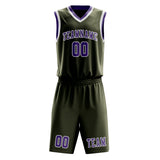 Custom Olive Light Purple Basketball Set