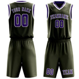 Custom Olive Light Purple Basketball Set
