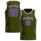 Custom Olive & Light Purple Colors Design Sports Basketball Jersey
