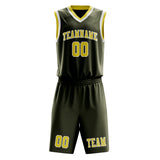Custom Olive Light Yellow Basketball Set