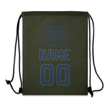 Custom Olive Blue Drawstring Bag