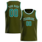 Custom Olive & Blue Green Colors Design Sports Basketball Jersey