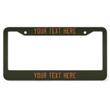 Custom Olive Orange License Plate Frame