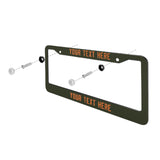 Custom Olive Orange License Plate Frame