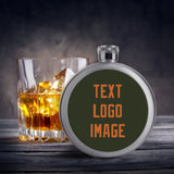 Custom Olive Orange Hip Flask