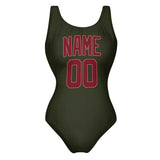 Custom Olive Crimson Red Swimsuit