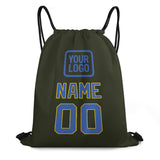 Custom Olive Sky Blue Drawstring Bag