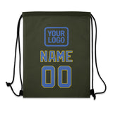 Custom Olive Sky Blue Drawstring Bag