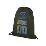 Custom Olive Sky Blue Drawstring Bag