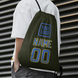 Custom Olive Sky Blue Drawstring Bag