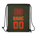 Custom Olive Orange Red Drawstring Bag