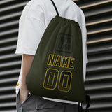 Custom Olive Black Drawstring Bag