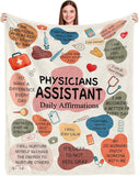 Gifts for Physician Assistant Blanket, “Daily Affirmations”, From Coworkers or Friends, Birthday, Christmas, Graduation, Motivational