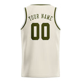 Custom Cream & Olive Colors Design Sports Basketball Jersey
