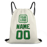 Custom Cream Emerald Green Drawstring Bag