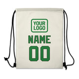 Custom Cream Emerald Green Drawstring Bag