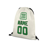 Custom Cream Emerald Green Drawstring Bag