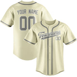Custom Cream & Gray Colors Design Sports Baseball Jersey