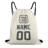 Custom Cream Dark Grey Drawstring Bag